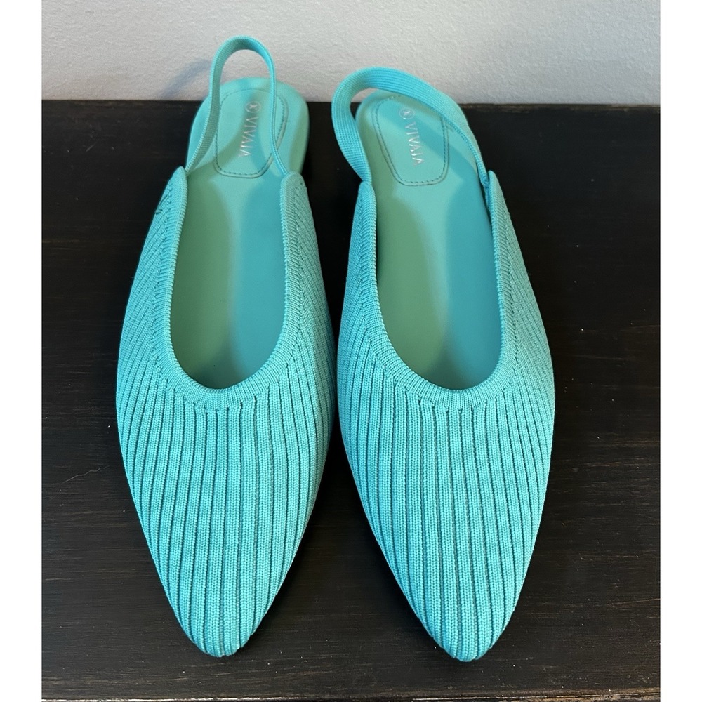 Vivaia Women's 40 (US 9) Pointed Toe Slingback Maville Shoes Flats Green